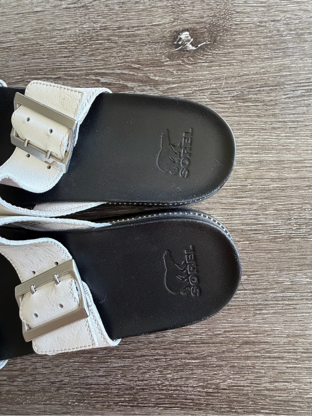 Sorel White Double-Strap Buckle Slide Sandals - Picture 3 of 5